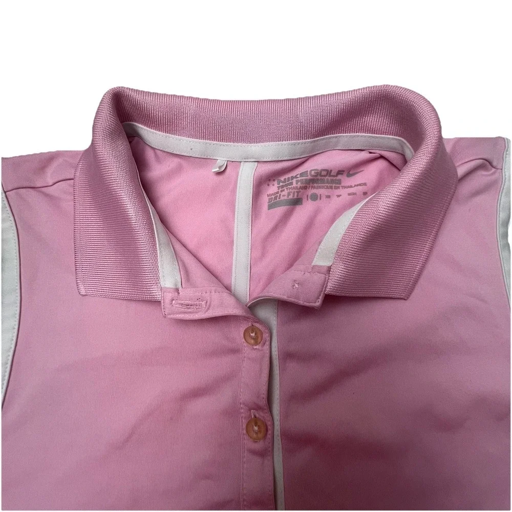 Nike Golf Tour Performance Dri Fit  Women's Sleeveless Polka Dot Collar XS Pink